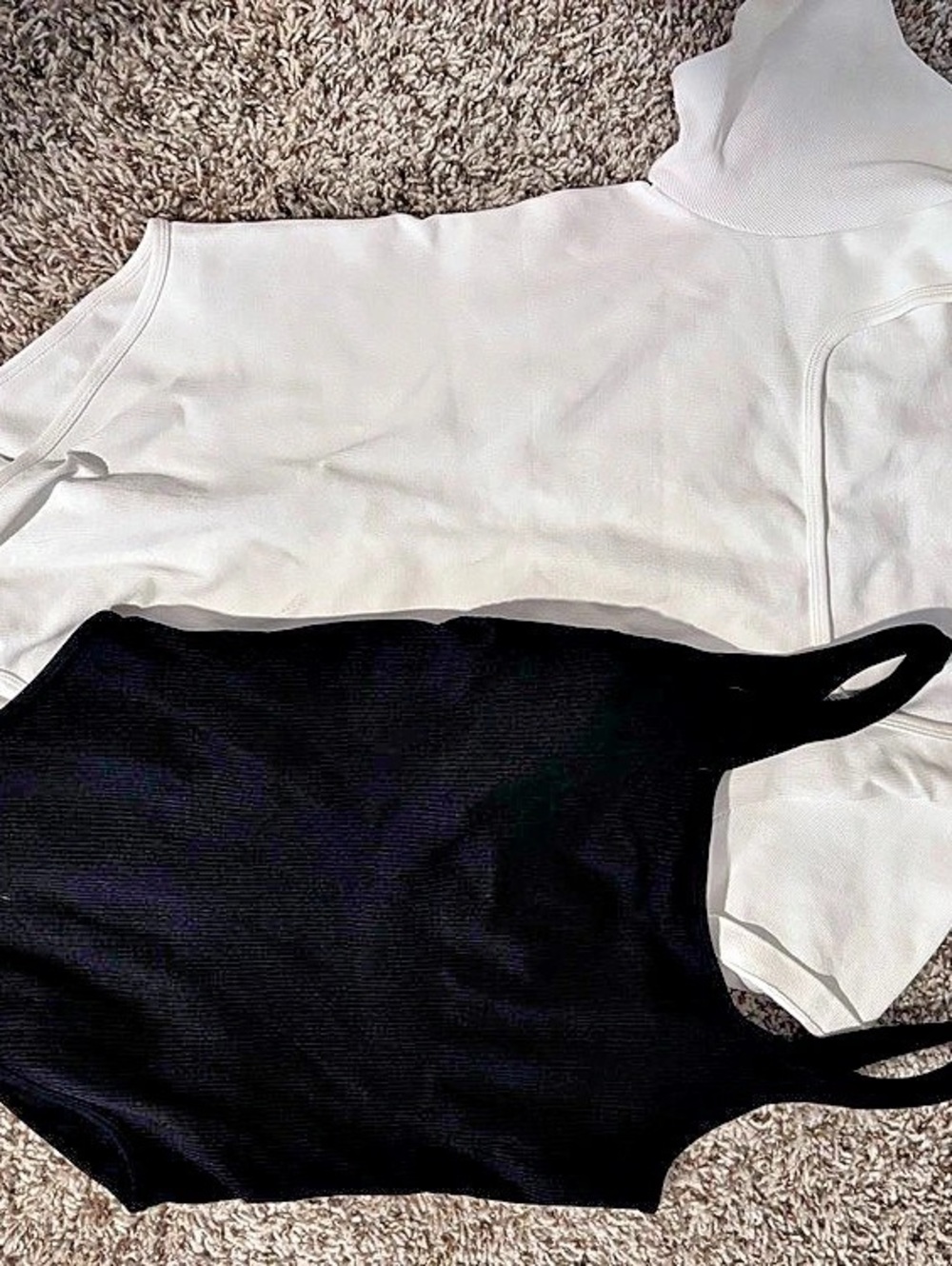 OQQ Women's Square Neck Sleeveless Bodysuit Black & White Large
